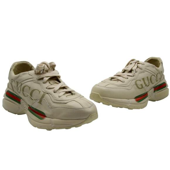 Gucci Rhyton 44 Leather Logo Print Sneakers GG-0208N-0018 - Picture 1 of 10